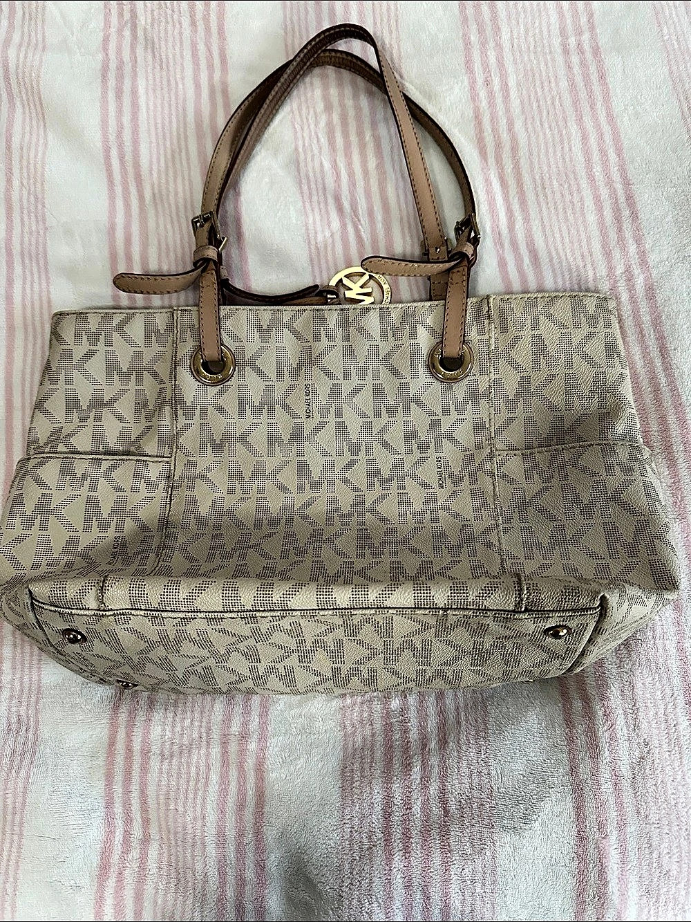 Michael Kors Jet Set Travel Large Top-Zip Tote Brown & Beige